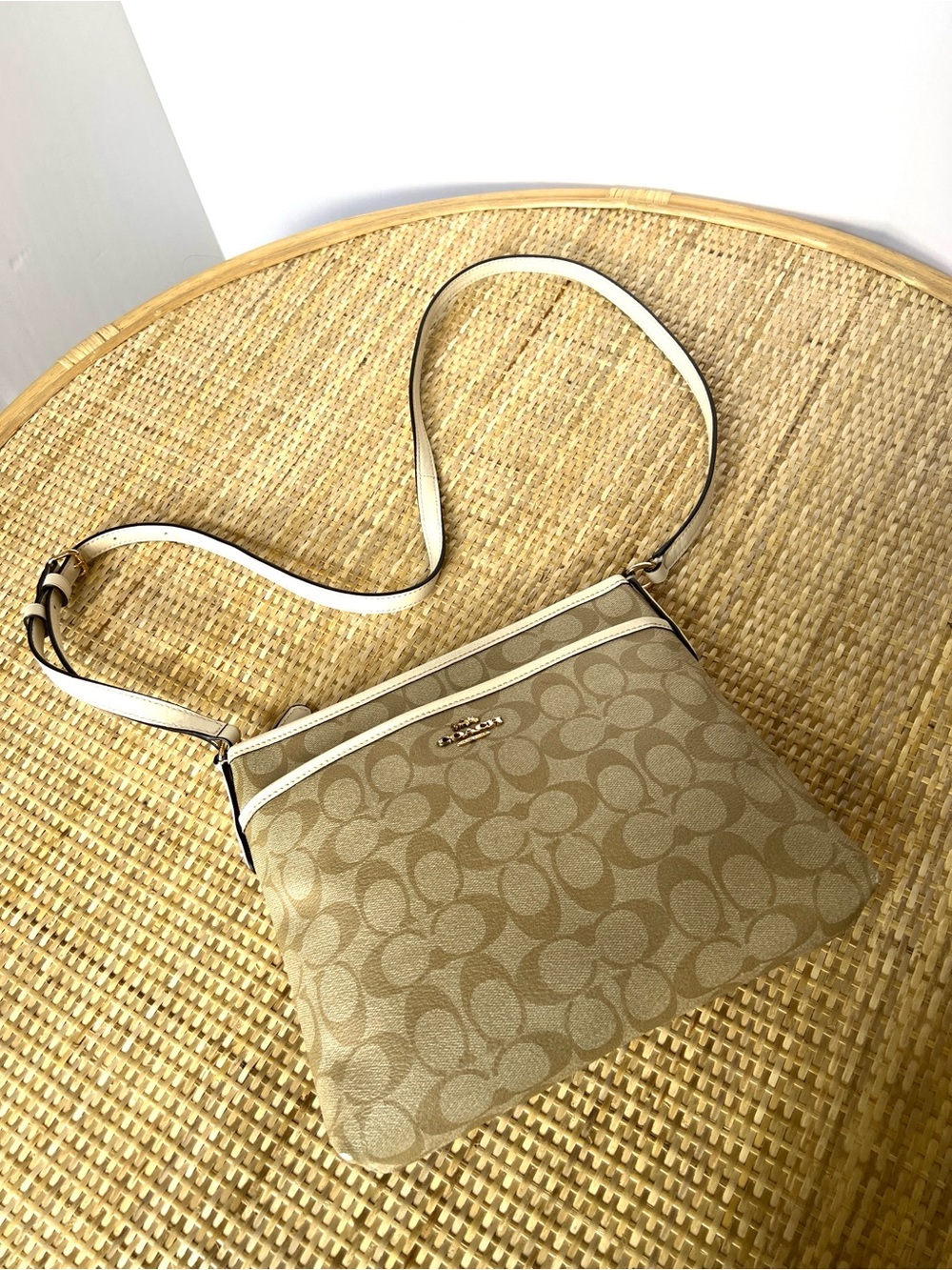 Coach Rowan File Crossbody Bag F29210 Light Khaki Chalk Cream Monogram
